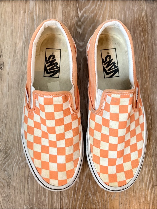 Vans Shoes - Vans Slip-On Checkerboard Sneakers - Orange/White